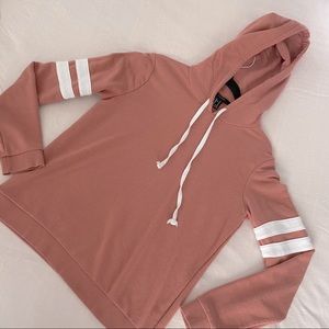 Blush Pink Jersey Sleeve Drawstring Hoodie